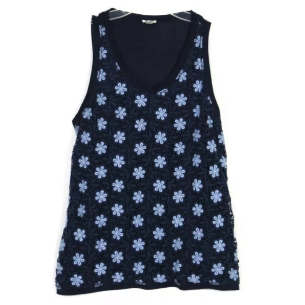 J Crew Crochet Daisy lace Front Tank top Blue M